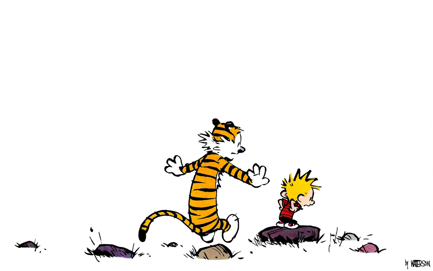 Calvin and Hobbes running