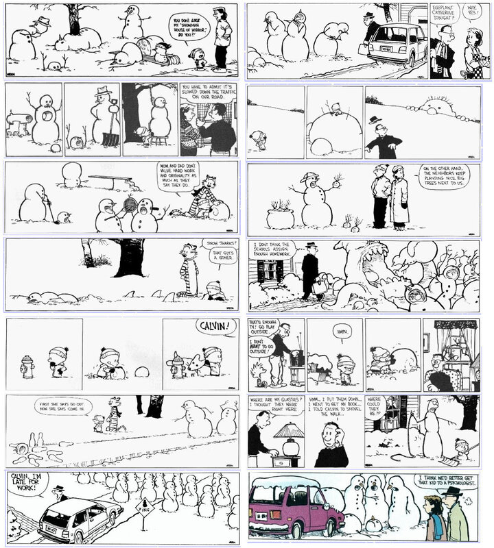 Calvin and Hobbes snowman chaos