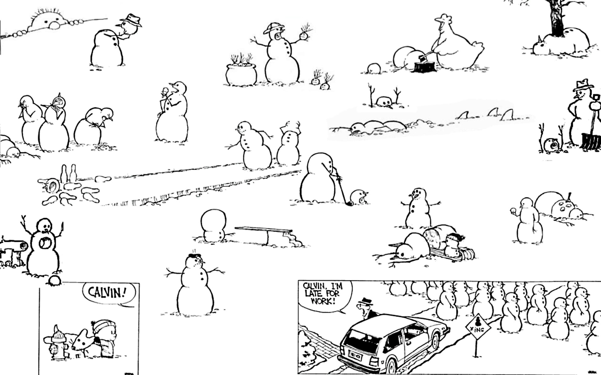 Calvin and Hobbes snowman comic