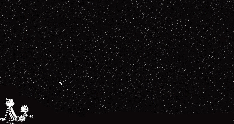 Calvin and Hobbes stargazing