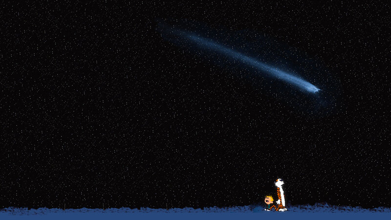 Calvin and Hobbes stargazing