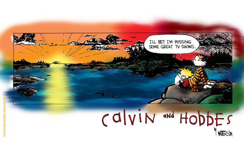 Calvin and Hobbes sunset