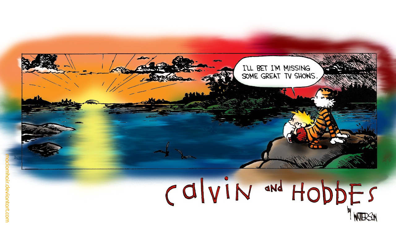 Calvin and Hobbes sunset