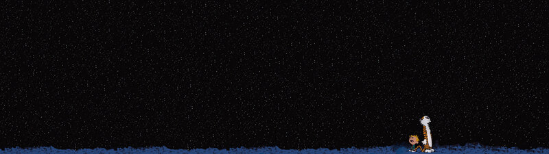 Calvin and Hobbes under stars