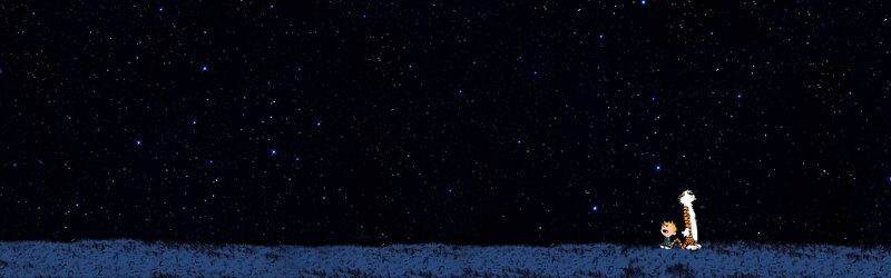 Calvin and Hobbes under Stars — Black, Serene, Night, Comic, Night Sky