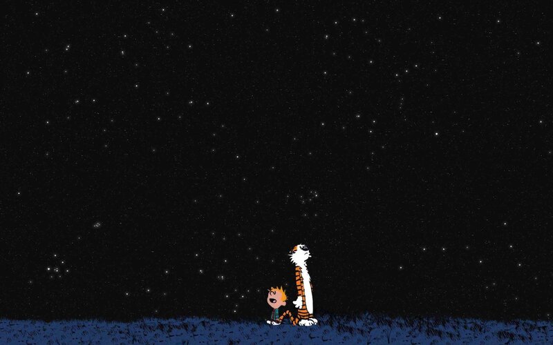 Calvin and Hobbes under Stars — Black