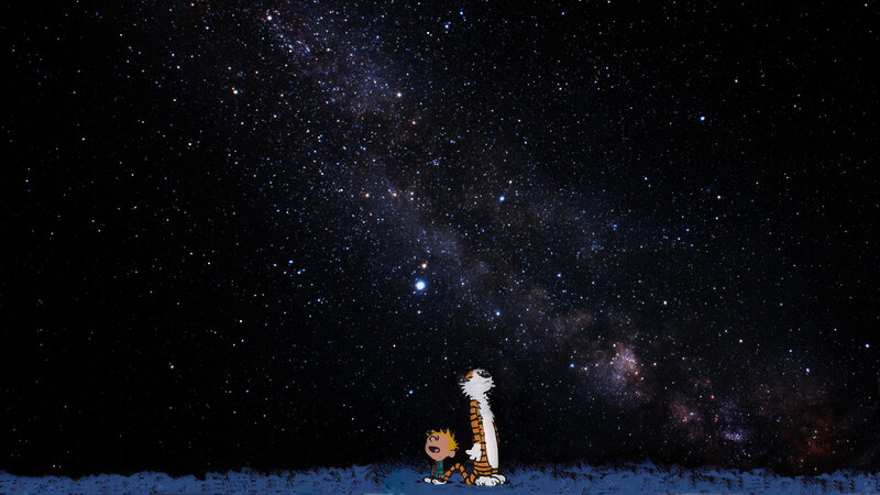Calvin and Hobbes under the stars