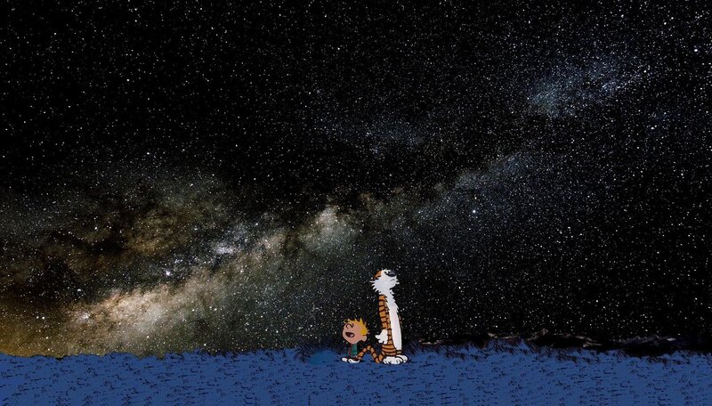 Calvin and Hobbes under the stars
