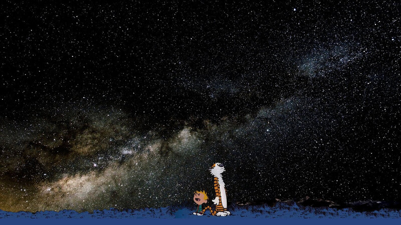Calvin and Hobbes under the stars