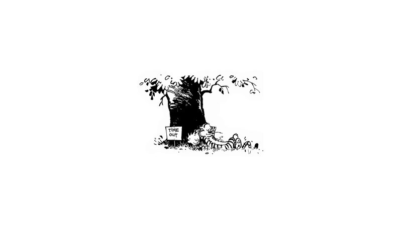 Calvin and Hobbes under Tree