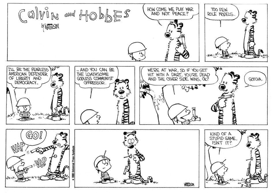 Calvin and Hobbes war game