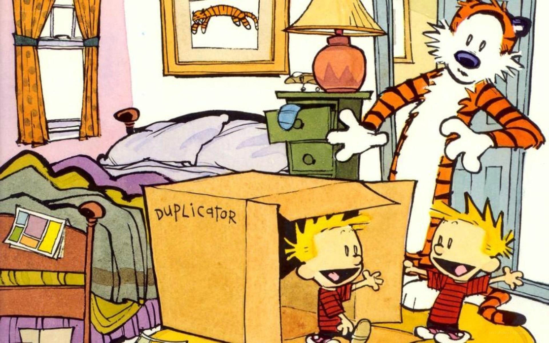 Calvin and Hobbes with a duplicator