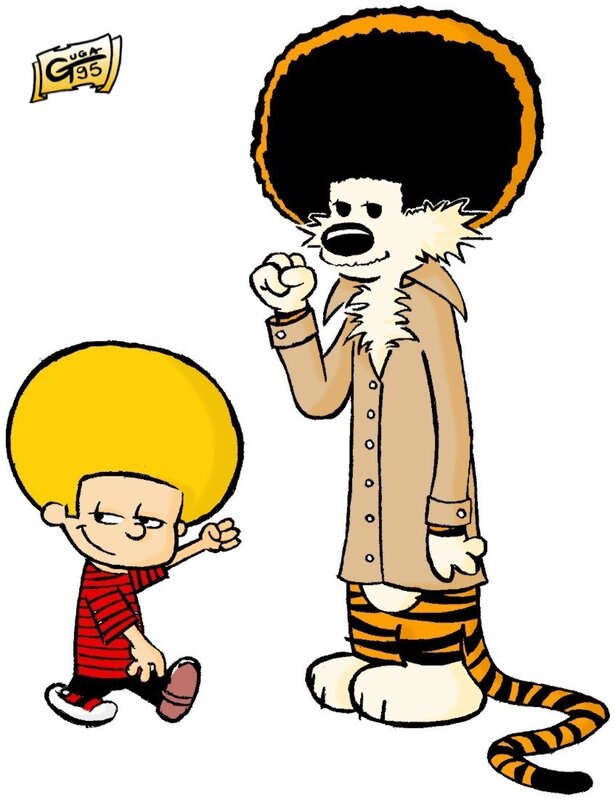 Calvin and Hobbes with afros