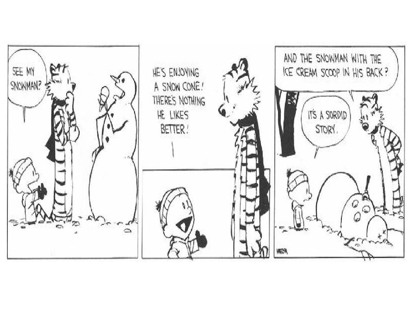 Calvin and Hobbes with Snowman