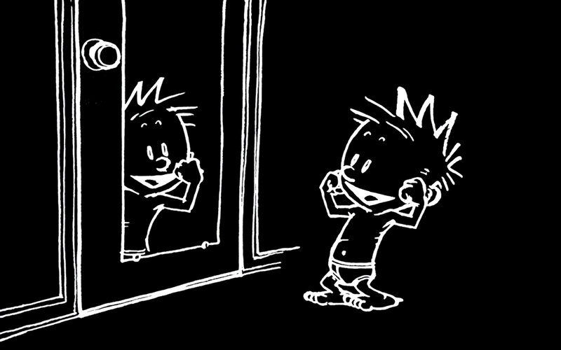 Calvin brushing his teeth