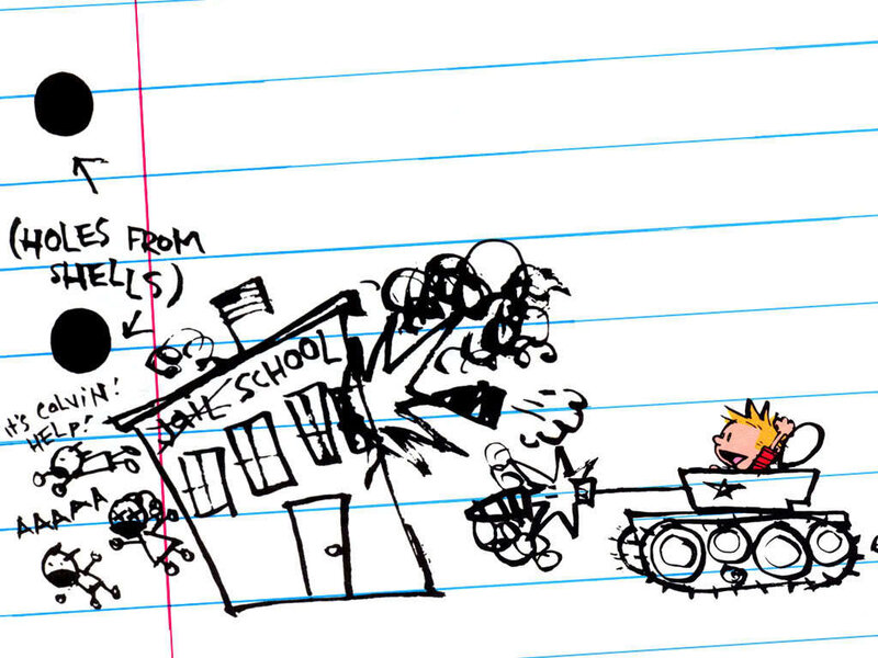 Calvin destroys school