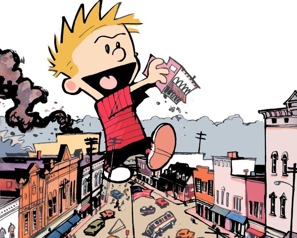 Calvin destroys the town