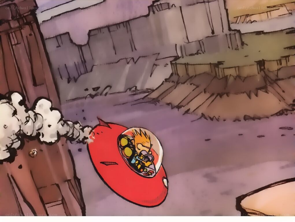 Calvin in a red spaceship
