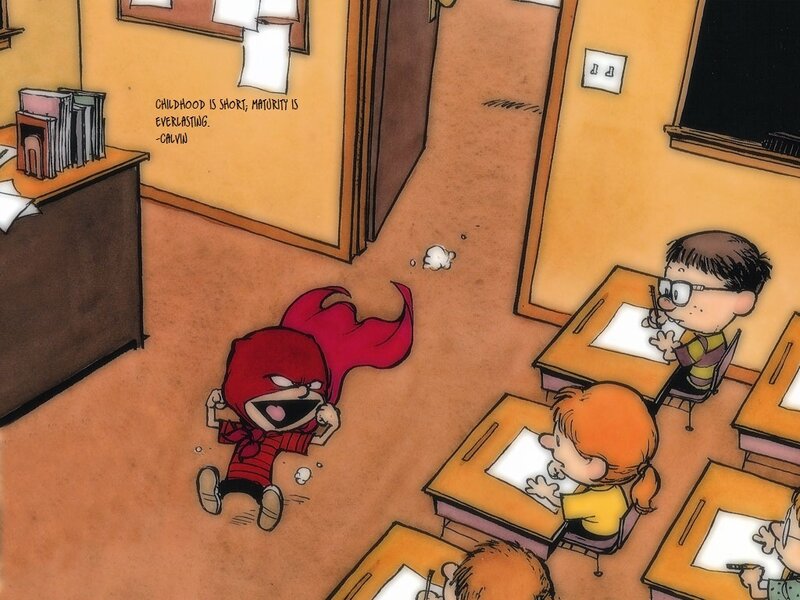 Calvin in a superhero costume