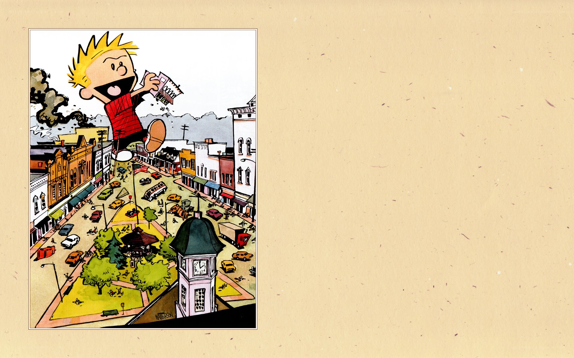 Calvin jumps over town