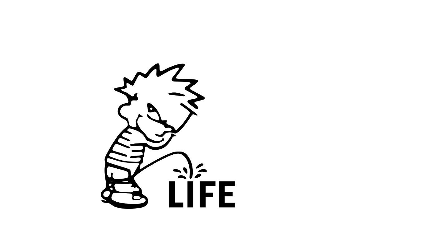 calvin peeing on life