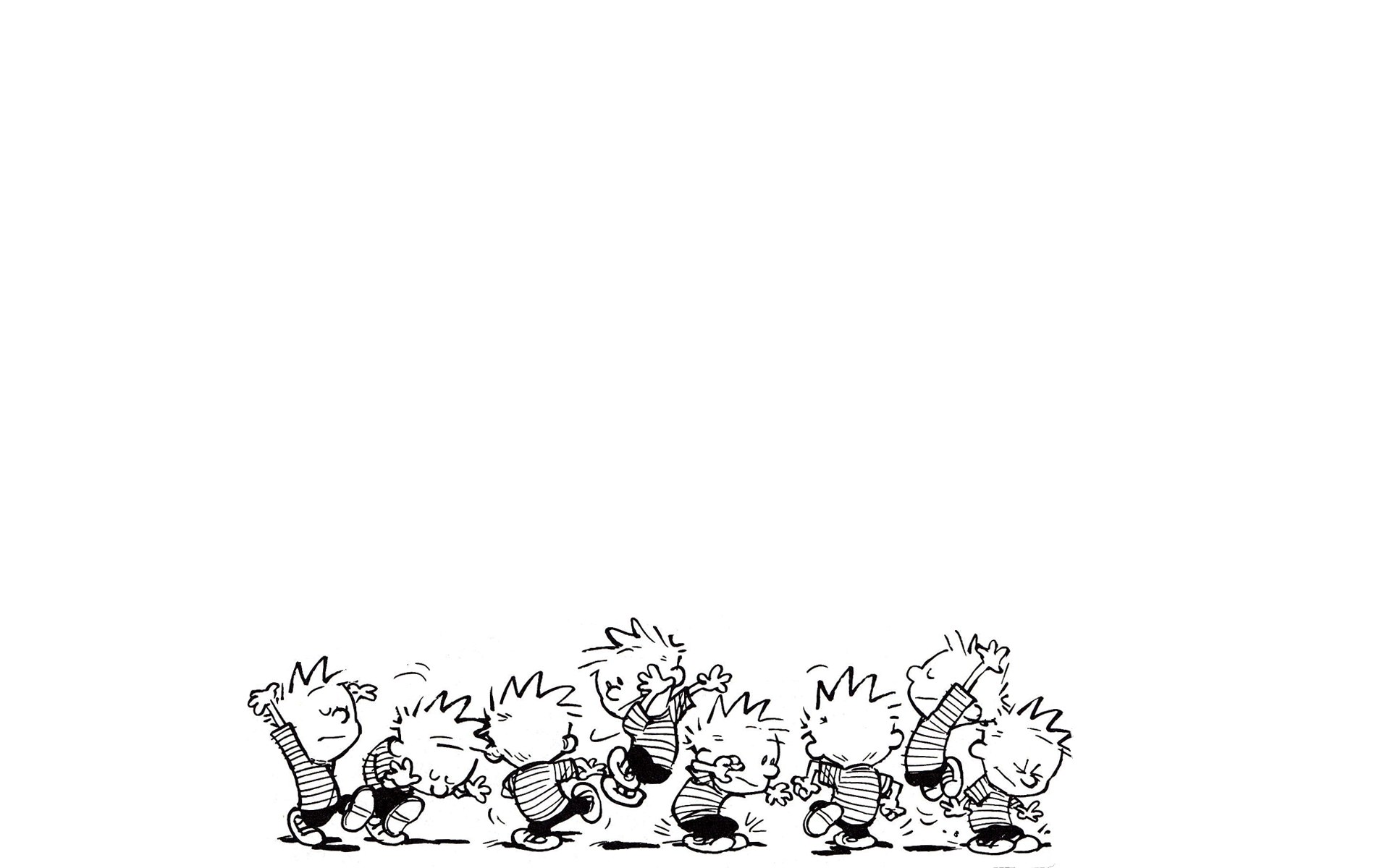 Calvin running in a line