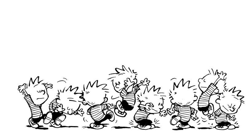 Calvin Running in a Line — Black, Playful