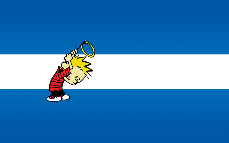 Calvin with a tennis racket