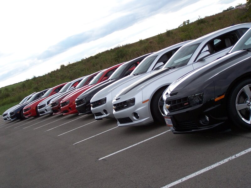 Camaro cars in a row