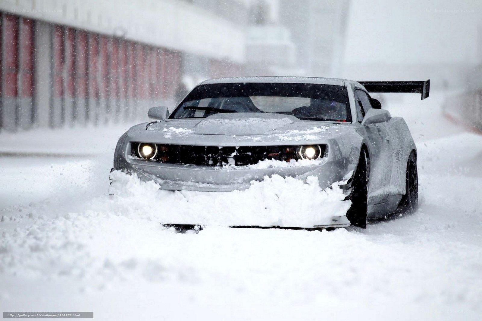 Camaro racing in snow