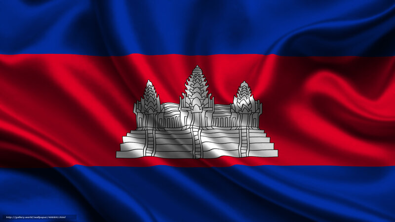 Cambodian flag waving