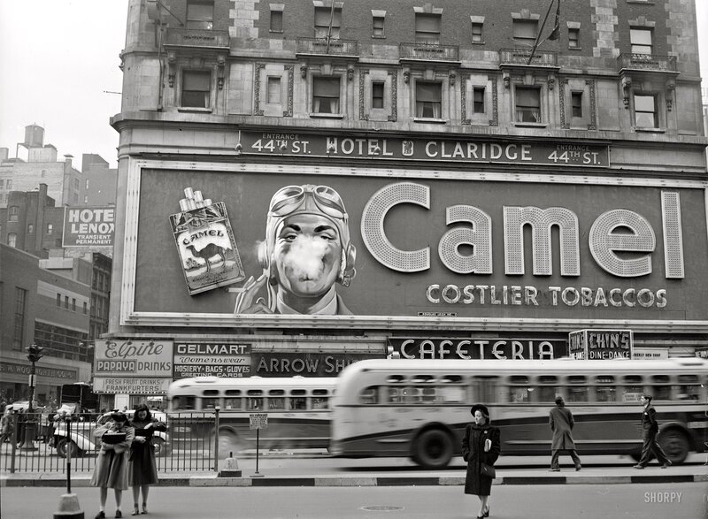 Camel ad on hotel facade