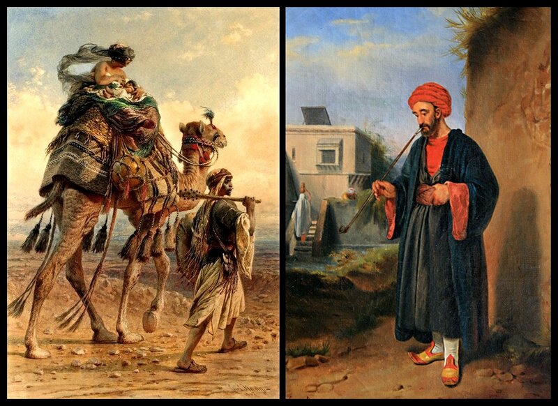 Camel Caravan in Desert — Brown, Dramatic, Afternoon