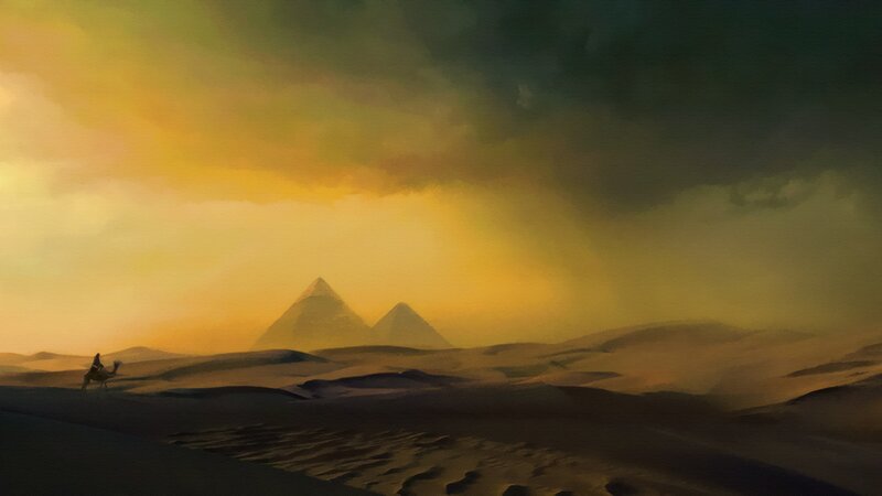 Camel Rider in Desert — Yellow, Dramatic
