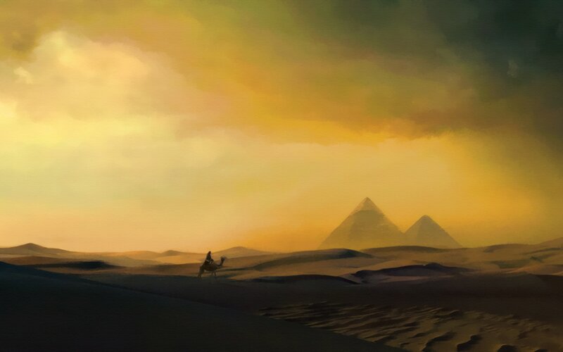 Camel Rider in Desert — Yellow