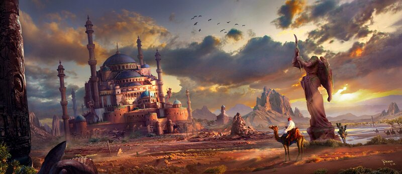 Camel Rider Near City