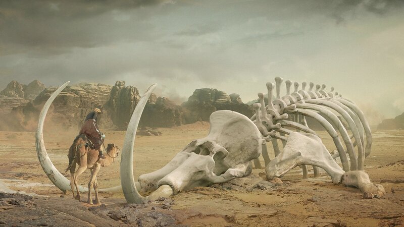 Camel Rider with Mammoth Skeleton