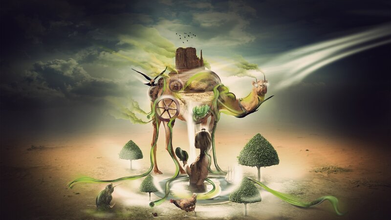 Camel with Mechanical Parts — Green