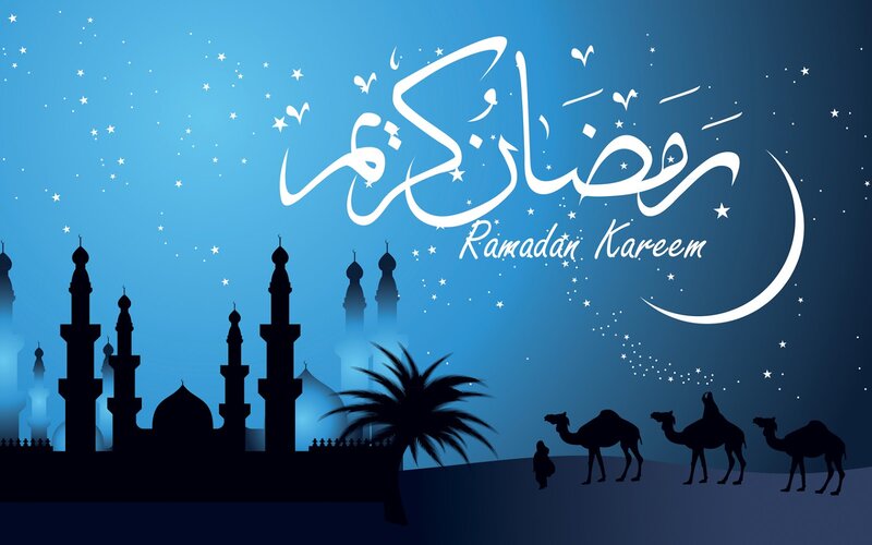 Camels and Mosque Silhouette