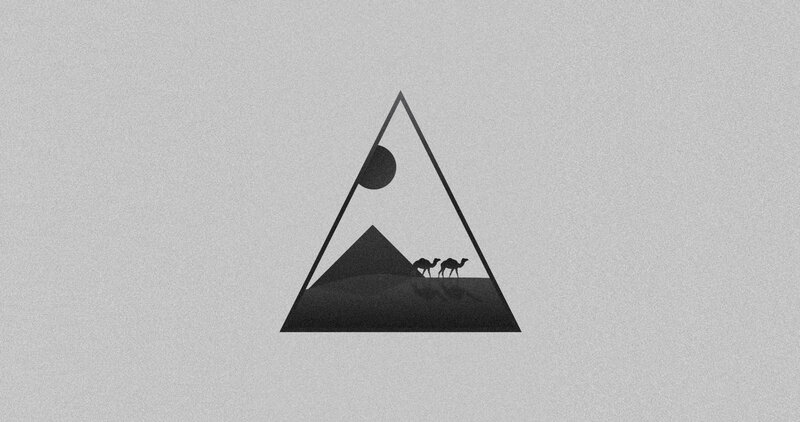 Camels in Desert — Black