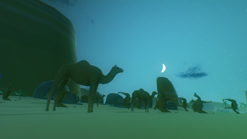 Camels in Desert — Green