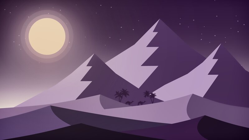 Camels in Desert — Purple