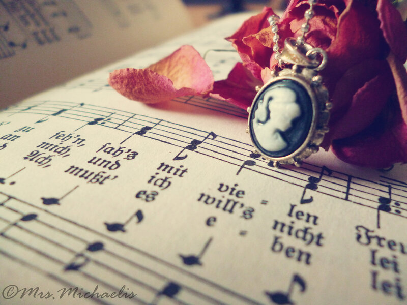 Cameo Pendant on Sheet Music