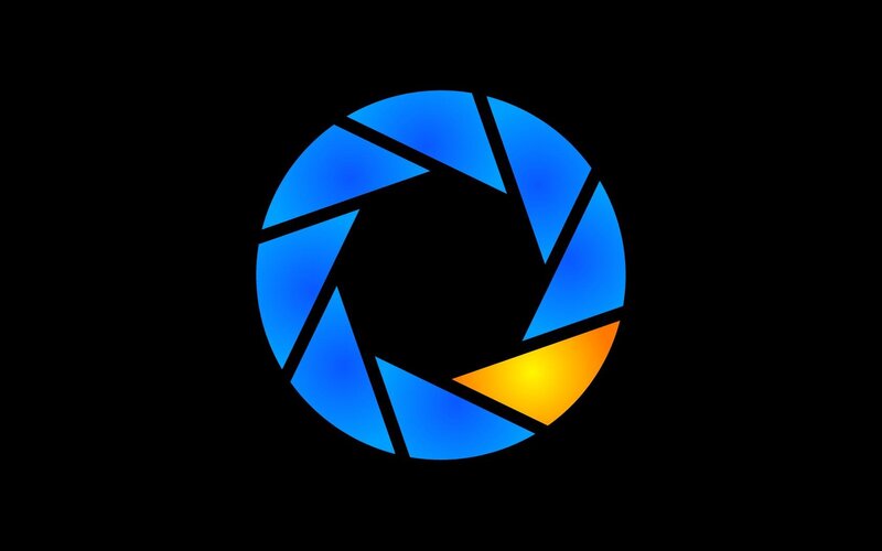 Camera Aperture Symbol — Blue