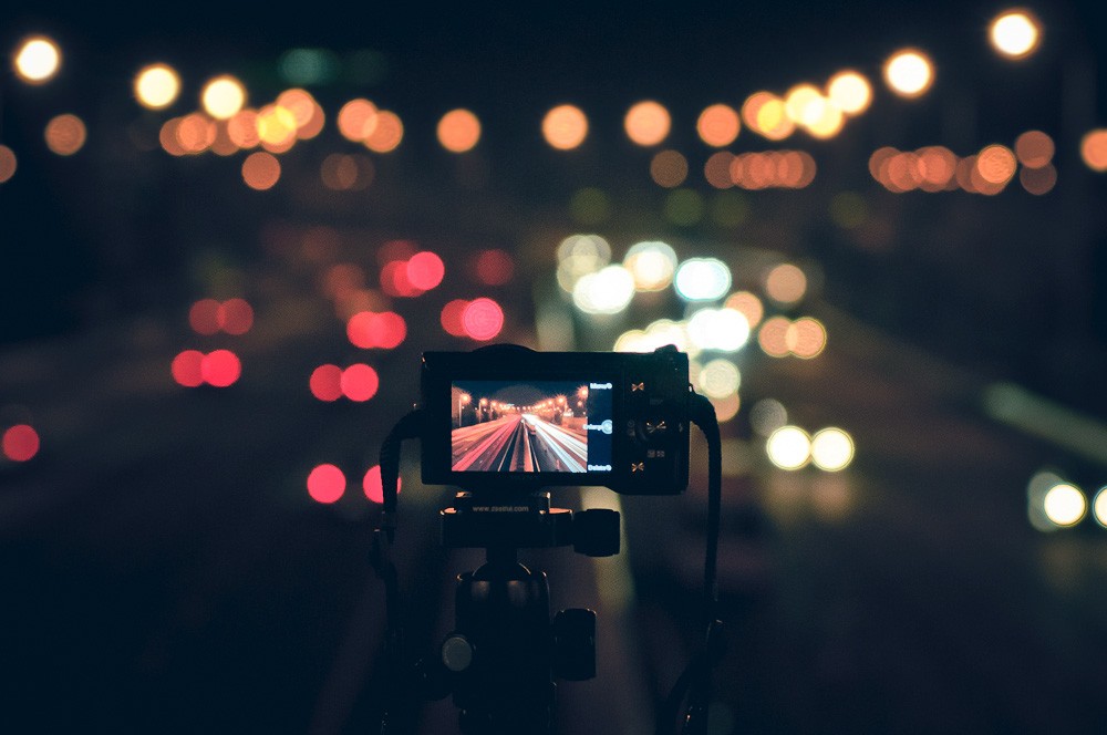 Camera capturing night traffic