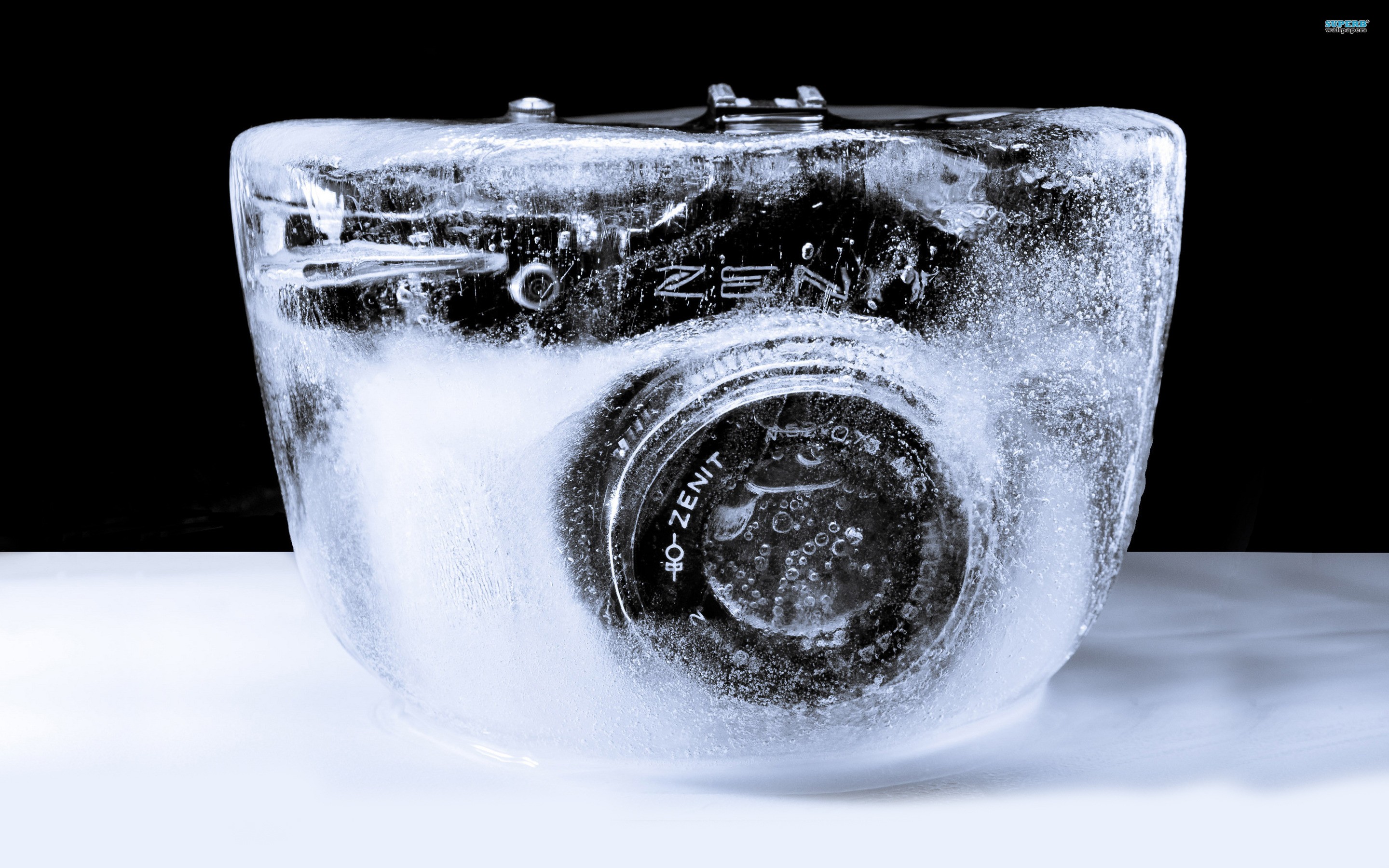 camera encased in ice