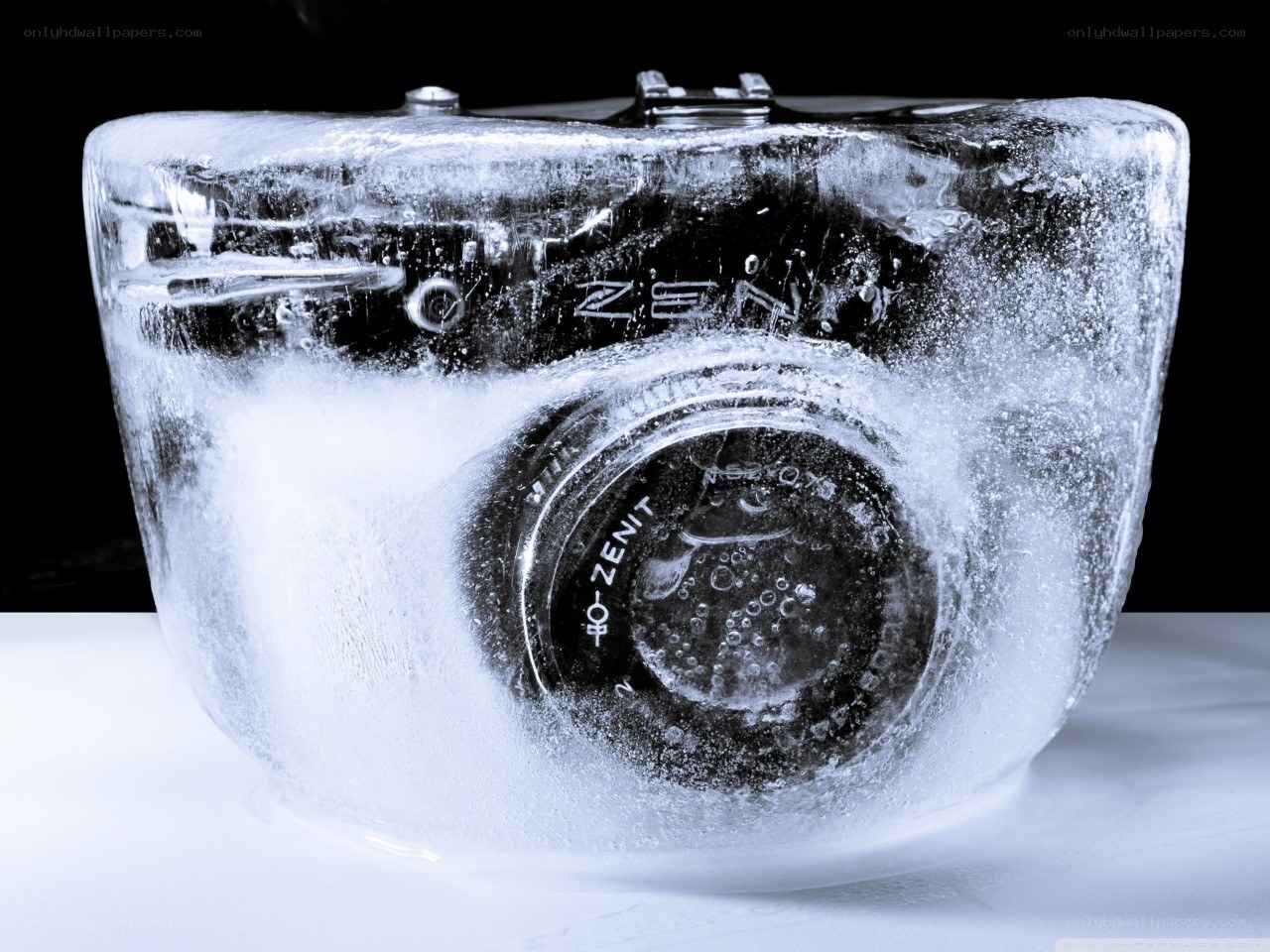 camera encased in ice