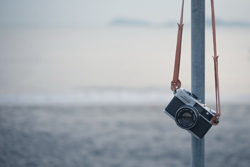 camera hanging on a pole