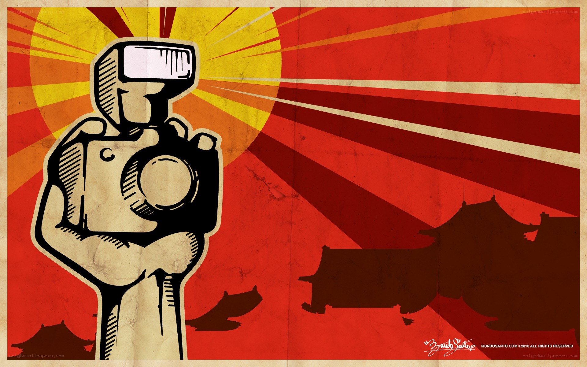 camera holding hand poster