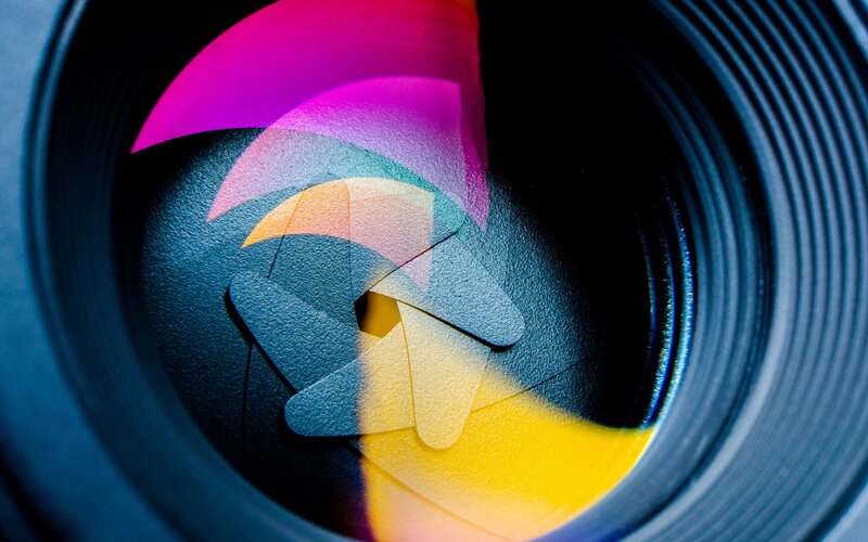 camera lens aperture close-up
